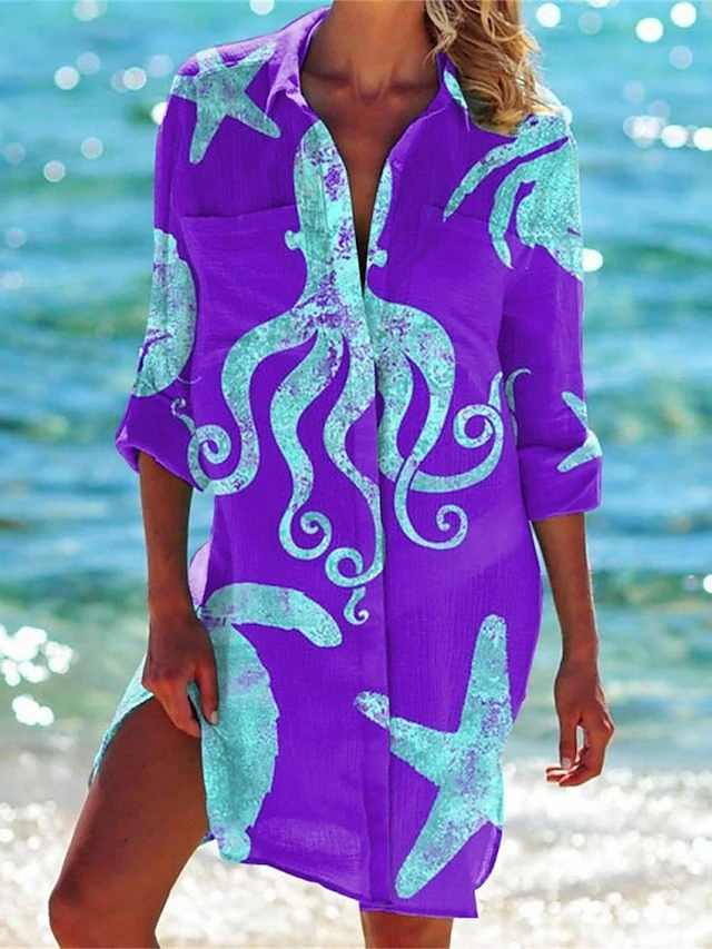 Women's Shirt Dress Casual Dress Shift Dress Mini Dress Outdoor Daily Date Polyester Fashion Classic Shirt Collar Pocket Print Half Sleeve Summer Spring 2023 Loose Fit ArmyGreen White Navy Blue Animal 6 Women's Shirt Dress Casual Dress Shift Dress Mini Dress Outdoor Daily Date Polyester Fashion Classic Shirt Collar Pocket Print Half Sleeve Summer Spring 2023 Loose Fit ArmyGreen White Navy Blue Animal - Image 6