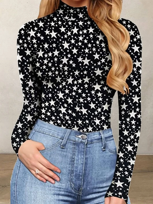 Women's Bodysuit Print Leopard Stand Collar Streetwear Street Daily Regular Fit Long Sleeve Picture Color 1 Picture Color 2 Picture Color 3 S M L Fall 12 Women's Bodysuit Print Leopard Stand Collar Streetwear Street Daily Regular Fit Long Sleeve Picture Color 1 Picture Color 2 Picture Color 3 S M L Fall - Image 12