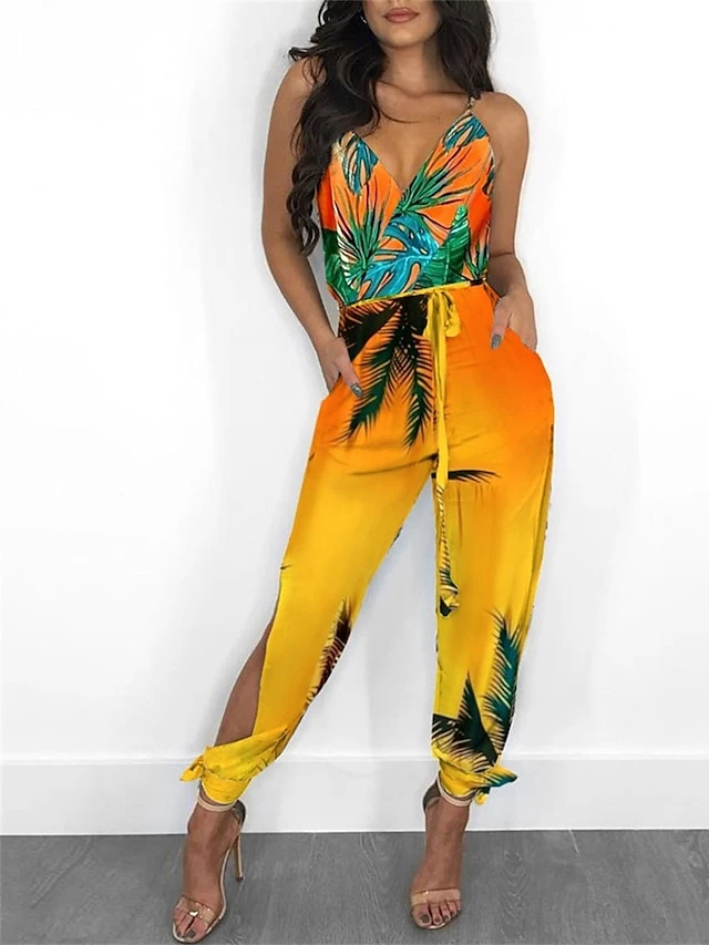 Women's Jumpsuits Casual Summer Lace Up Pocket Plaid V Neck Streetwear Daily Vacation Regular Fit Sleeveless White Yellow Light Green S M L Spring 5 Women's Jumpsuits Casual Summer Lace Up Pocket Plaid V Neck Streetwear Daily Vacation Regular Fit Sleeveless White Yellow Light Green S M L Spring - Image 5