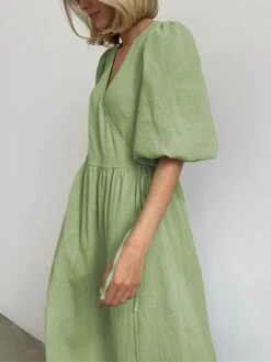 Women's Casual Dress Cotton Linen Dress Wrap Dress Midi Dress Cotton Basic Classic Outdoor Daily Vacation V Neck Lace Up Half Sleeve Spring Fall Autumn 2023 Regular Fit Orange Green Plain S M L 21 Women's Casual Dress Cotton Linen Dress Wrap Dress Midi Dress Cotton Basic Classic Outdoor Daily Vacation V Neck Lace Up Half Sleeve Spring Fall Autumn 2023 Regular Fit Orange Green Plain S M L -Cheap Plus Fit Dress Store doyokn1692872415631