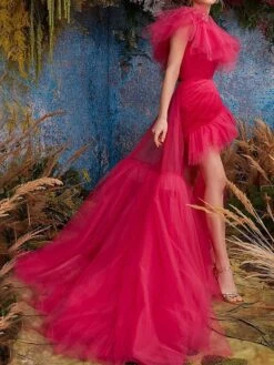 Women's Two Piece Dress Set Party Dress Sheath Dress Party Wedding Guest Fashion Party Ruched Ruffle Mini Dress One Shoulder Short Sleeve Plain Regular Fit Fuchsia Fall Winter S M L XL -Cheap Plus Fit Dress Store dpfstq1696239245194