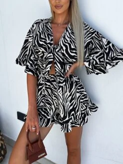 Women's Romper Ruffle Cut Out Floral V Neck Streetwear Street Daily Regular Fit Half Sleeve Black White Blue S M L Summer 34 Women's Romper Ruffle Cut Out Floral V Neck Streetwear Street Daily Regular Fit Half Sleeve Black White Blue S M L Summer -Cheap Plus Fit Dress Store dqfayx1683534626436