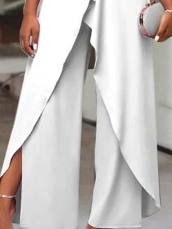 Women's Jumpsuit Solid Color Off Shoulder Elegant Business OL Work Straight Regular Fit 3/4 Length Sleeve WhiteSummer -Cheap Plus Fit Dress Store dqgyfa1662452094186