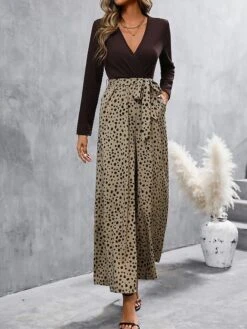 Women's Jumpsuit Pocket High Waist Polka Dot Streetwear Street Daily Regular Fit Long Sleeve Khaki S M L Fall -Cheap Plus Fit Dress Store dsdzsd1693464448097