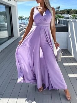 Women's Jumpsuit High Waist With Train Solid Color V Neck Streetwear Wedding Party Regular Fit Sleeveless Black Pink Blue S M L Summer 13 Women's Jumpsuit High Waist With Train Solid Color V Neck Streetwear Wedding Party Regular Fit Sleeveless Black Pink Blue S M L Summer -Cheap Plus Fit Dress Store dsrdga1679396957903