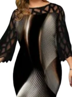 Women‘s Plus Size Curve Party Dress Lace Dress Bodycon Geometric Midi Dress 3/4 Length Sleeve Lace Crew Neck Modern Party Black Fall Spring L XL XXL 3XL 4XL 5 Women‘s Plus Size Curve Party Dress Lace Dress Bodycon Geometric Midi Dress 3/4 Length Sleeve Lace Crew Neck Modern Party Black Fall Spring L XL XXL 3XL 4XL -Cheap Plus Fit Dress Store dtbbwk1672969562534
