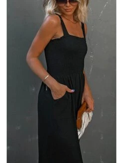 Women's Jumpsuit Backless Pocket Solid Color Square Neck Streetwear Daily Vacation Regular Fit Strap Black Wine Navy Blue S M L Spring 20 Women's Jumpsuit Backless Pocket Solid Color Square Neck Streetwear Daily Vacation Regular Fit Strap Black Wine Navy Blue S M L Spring -Cheap Plus Fit Dress Store dtzyjv1674010041609