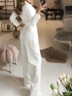 Women's Elegant Casual Streetwear Daily Wear V Neck High Waist White Black Wine Jumpsuit Solid Color 9 Women's Elegant Casual Streetwear Daily Wear V Neck High Waist White Black Wine Jumpsuit Solid Color -Cheap Plus Fit Dress Store dwtqdk1629272018675