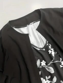 Women's Two Piece Dress Set Casual Dress Chiffon Dress Outdoor Daily Fashion Elegant Print Midi Dress V Neck Half Sleeve Floral Regular Fit Black Pink Gray Summer Spring S M L XL XXL 21 Women's Two Piece Dress Set Casual Dress Chiffon Dress Outdoor Daily Fashion Elegant Print Midi Dress V Neck Half Sleeve Floral Regular Fit Black Pink Gray Summer Spring S M L XL XXL -Cheap Plus Fit Dress Store dwzljg1693539435051