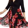 Women‘s Plus Size Curve Holiday Dress Floral V Neck Print Half Sleeve Fall Winter Casual Midi Dress Daily Dress