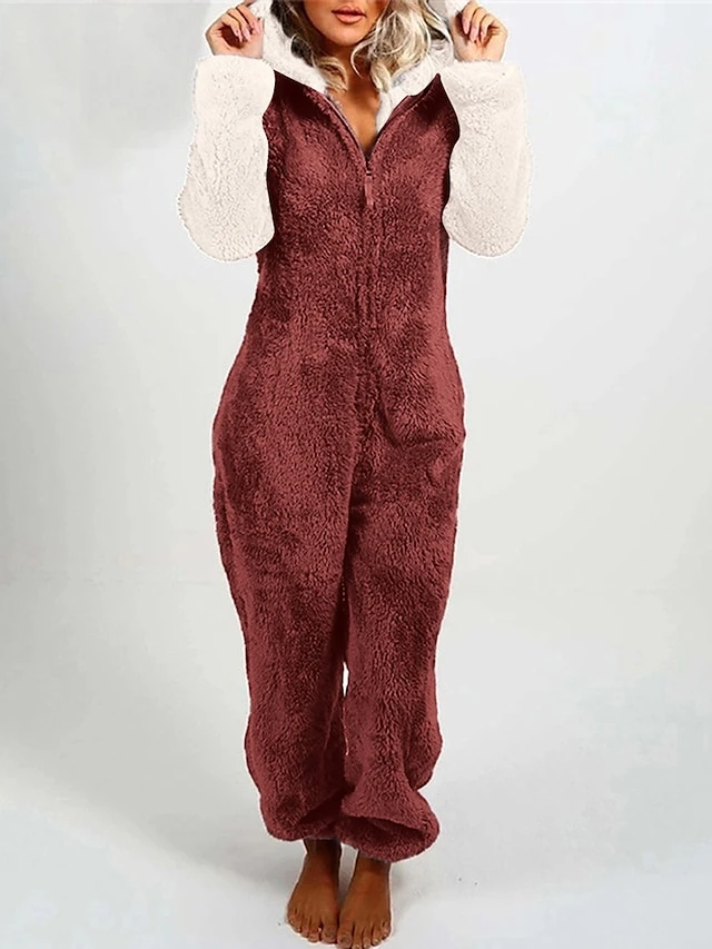 Women‘s Jumpsuit Patchwork Color Block Hooded Pink Fall Winter Streetwear Home Daily Loose Fit Long Sleeve Black White S M L 5 Women‘s Jumpsuit Patchwork Color Block Hooded Pink Fall Winter Streetwear Home Daily Loose Fit Long Sleeve Black White S M L - Image 5