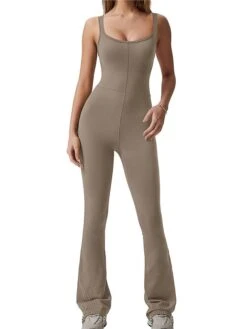 Women's Jumpsuit High Waist Solid Color Round Neck Streetwear Daily Vacation Slim Sleeveless Black Navy Blue Light Brown S M L Fall -Cheap Plus Fit Dress Store dysvwi1695792366683