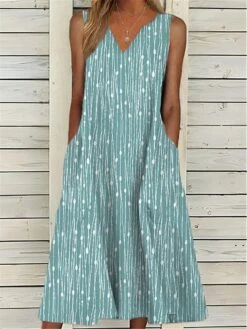 Women's Two Piece Dress Set Casual Dress Tank Dress Outdoor Daily Fashion Modern Pocket Print Midi Dress V Neck Half Sleeve Graphic Regular Fit Pink Blue Gray Summer Spring S M L XL XXL -Cheap Plus Fit Dress Store dytqiw1680147136176