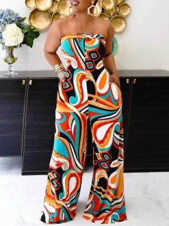 Women's Jumpsuits Casual Summer Backless Pocket Color Block Strapless Streetwear Street Daily Regular Fit Sleeveless Rainbow S M L