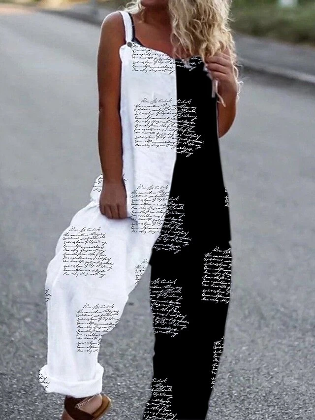 Women's Jumpsuits Casual Summer Overall Button Pocket Letter U Neck Holiday Daily Vacation Straight Regular Fit Sleeveless Sleeveless White S M L 1 Women's Jumpsuits Casual Summer Overall Button Pocket Letter U Neck Holiday Daily Vacation Straight Regular Fit Sleeveless Sleeveless White S M L