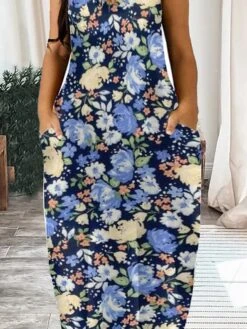 Women‘s Plus Size Curve Casual Dress Strap Dress Leaf Floral Long Dress Maxi Dress Sleeveless Print Strap Romantic Daily White Yellow Summer Spring L XL XXL 3XL 4XL -Cheap Plus Fit Dress Store ecraja1684150560684