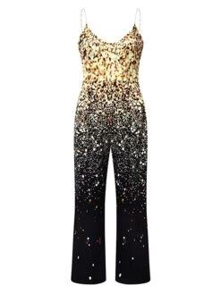 Women's Jumpsuit High Waist Gradient V Neck Elegant Daily Holiday Straight Regular Fit Spaghetti Strap Gold S M L Spring 13 Women's Jumpsuit High Waist Gradient V Neck Elegant Daily Holiday Straight Regular Fit Spaghetti Strap Gold S M L Spring -Cheap Plus Fit Dress Store edzdug1662459080885
