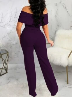 Women's Jumpsuit High Waist Solid Color Off Shoulder Streetwear Party Work Regular Fit Short Sleeve Green Purple Wine S M L Spring 16 Women's Jumpsuit High Waist Solid Color Off Shoulder Streetwear Party Work Regular Fit Short Sleeve Green Purple Wine S M L Spring -Cheap Plus Fit Dress Store eecsqp1655979024367
