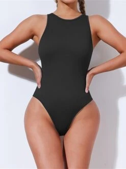 Women's Bodysuit High Waist Solid Color Crew Neck Streetwear Street Daily Regular Fit Sleeveless Black White Pink S M L Summer -Cheap Plus Fit Dress Store eepbiu1685498610085