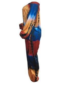 Women's Jumpsuit Pocket Print Tie Dye Off Shoulder Streetwear Street Daily Regular Fit Long Sleeve Red S M L Summer -Cheap Plus Fit Dress Store eexxwr1679469304554