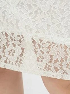 Women's Plus Size Party Dress Lace Dress Cocktail Dress Midi Dress White Short Sleeve Pure Color Lace Spring Fall Winter V Neck Fashion Birthday Wedding Guest Vacation 2023 XL XXL 3XL 4XL -Cheap Plus Fit Dress Store efoubp1693535470307