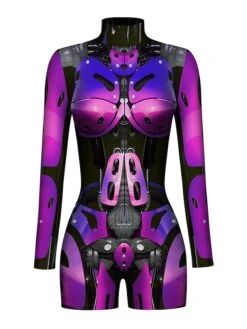 Women's Romper Halloween Print Print Stand Collar Active Home Daily Regular Fit Long Sleeve Black White Yellow S M L Fall -Cheap Plus Fit Dress Store eifyyl1690941130887