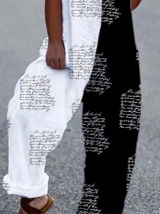 Women's Jumpsuits Casual Summer Overall Button Pocket Letter U Neck Holiday Daily Vacation Straight Regular Fit Sleeveless Sleeveless White S M L 3 Women's Jumpsuits Casual Summer Overall Button Pocket Letter U Neck Holiday Daily Vacation Straight Regular Fit Sleeveless Sleeveless White S M L - Image 3