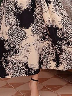 Women's Plus Size Prom Dress Party Dress Wedding Guest Dress Long Dress Maxi Dress Black Long Sleeve Print Lace Up Fall Winter Autumn V Neck Fashion Winter Dress Evening Party Wedding Guest 2023 L XL -Cheap Plus Fit Dress Store ejeacy1693535458487