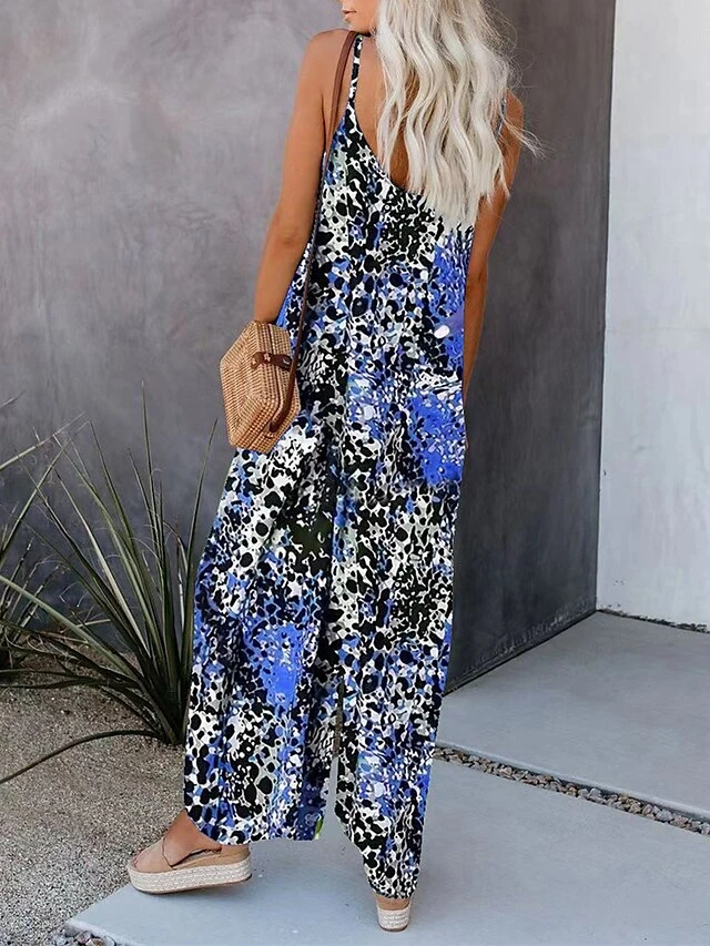 Women's Jumpsuit Pocket Print Leopard V Neck Streetwear Street Daily Regular Fit Sleeveless Royal Blue Fuchsia Orange S M L Summer 8 Women's Jumpsuit Pocket Print Leopard V Neck Streetwear Street Daily Regular Fit Sleeveless Royal Blue Fuchsia Orange S M L Summer - Image 8