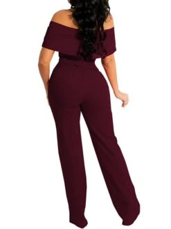Women's Jumpsuit High Waist Solid Color Off Shoulder Streetwear Party Work Regular Fit Short Sleeve Green Purple Wine S M L Spring 26 Women's Jumpsuit High Waist Solid Color Off Shoulder Streetwear Party Work Regular Fit Short Sleeve Green Purple Wine S M L Spring -Cheap Plus Fit Dress Store elbezx1655979027070