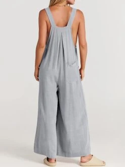 Women's Jumpsuit Pocket Solid Color Square Neck Streetwear Street Daily Regular Fit Sleeveless Yellow Pink Navy Blue S M L Summer -Cheap Plus Fit Dress Store elyneo1679468952100