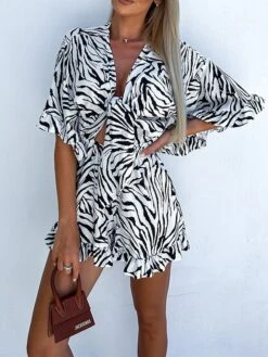Women's Romper Ruffle Cut Out Floral V Neck Streetwear Street Daily Regular Fit Half Sleeve Black White Blue S M L Summer 36 Women's Romper Ruffle Cut Out Floral V Neck Streetwear Street Daily Regular Fit Half Sleeve Black White Blue S M L Summer -Cheap Plus Fit Dress Store enkvby1683534628750