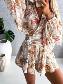 Women's Romper Print Floral V Neck Streetwear Street Going Out Regular Fit Long Sleeve Pink Red Blue S M L Summer 22 Women's Romper Print Floral V Neck Streetwear Street Going Out Regular Fit Long Sleeve Pink Red Blue S M L Summer -Cheap Plus Fit Dress Store enxfuw1681877076587