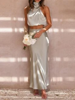 Women's Two Piece Dress Set Casual Dress Skirt Set Daily Holiday Fashion Sexy Ruched Long Dress Maxi Dress Stand Collar Sleeveless Plain Regular Fit Black White Light Green Summer Spring S M L XL 34 Women's Two Piece Dress Set Casual Dress Skirt Set Daily Holiday Fashion Sexy Ruched Long Dress Maxi Dress Stand Collar Sleeveless Plain Regular Fit Black White Light Green Summer Spring S M L XL -Cheap Plus Fit Dress Store eombhg1690857201707