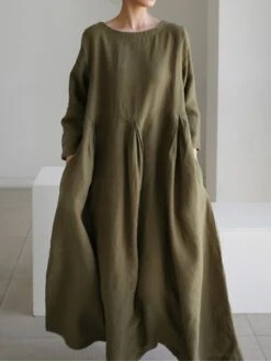 Women's Casual Dress Cotton Linen Dress Swing Dress Maxi Long Dress Linen / Cotton Blend Casual Daily Casual Outdoor Daily Vacation Crew Neck Pocket Long Sleeve Summer Spring Fall 2023 Loose Fit 22 Women's Casual Dress Cotton Linen Dress Swing Dress Maxi Long Dress Linen / Cotton Blend Casual Daily Casual Outdoor Daily Vacation Crew Neck Pocket Long Sleeve Summer Spring Fall 2023 Loose Fit -Cheap Plus Fit Dress Store ephkdl1689933261546