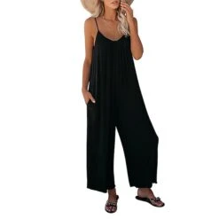 Women's Jumpsuits Casual Summer Basic Daily Wide Leg Navy Blue Overall Solid Color -Cheap Plus Fit Dress Store epmnwg1620289899040