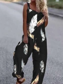 Women's Overall Pocket Print Floral Square Neck Streetwear Daily Vacation Regular Fit Sleeveless Black White Yellow S M L Summer -Cheap Plus Fit Dress Store epnaec1678849747568