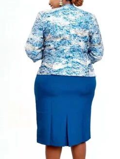 Women‘s Plus Size Curve Work Dress Leaf Crew Neck 3/4 Length Sleeve Spring Fall Stylish Work Knee Length Dress Vacation Going Out Dress -Cheap Plus Fit Dress Store eppqpj1663740849795