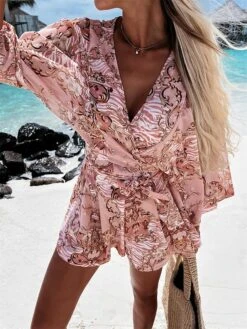 Women's Romper Print Floral V Neck Streetwear Street Going Out Regular Fit Long Sleeve Pink Red Blue S M L Summer 31 Women's Romper Print Floral V Neck Streetwear Street Going Out Regular Fit Long Sleeve Pink Red Blue S M L Summer -Cheap Plus Fit Dress Store epuflj1681877090247