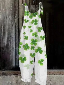 Women's Overall Print Print U Neck Streetwear Daily Vacation Regular Fit Sleeveless Black White Light Green S M L Summer