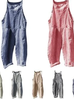 Women‘s Backpack Jumpsuit Pink Fall WinterFashion Street Backpack Striped Plaid Pattern One-Piece Wide Leg Pants -Cheap Plus Fit Dress Store ernfpi1684666464241