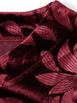 Women's Plus Size Party Dress Velvet Dress Cocktail Dress Midi Dress Black Wine Purple Long Sleeve Leaf Pocket Spring Fall Winter V Neck Fashion Winter Dress Wedding Guest Birthday Loose Fit 2023 XL -Cheap Plus Fit Dress Store esguql1692588955292