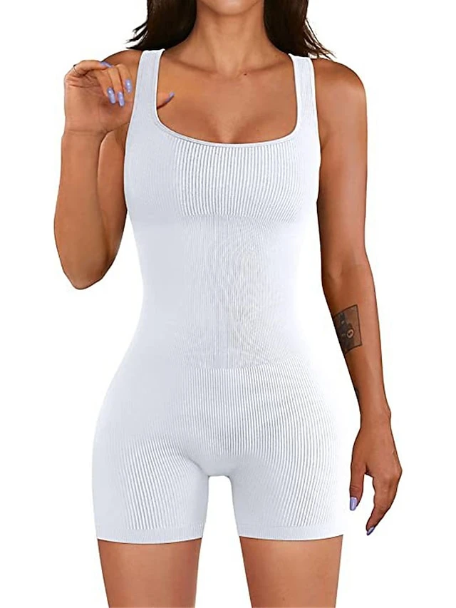 Women's Romper Backless Solid Color Square Neck Active Home Sport Regular Fit Sleeveless Plum Red Black White S M L Fall 17 Women's Romper Backless Solid Color Square Neck Active Home Sport Regular Fit Sleeveless Plum Red Black White S M L Fall - Image 17