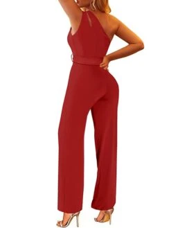 Women's Jumpsuit Lace Up Backless Solid Color One Shoulder Streetwear Street Vacation Regular Fit Sleeveless Black Wine Red S M L Spring -Cheap Plus Fit Dress Store eveqrb1674008894412