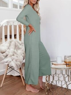 Women's Jumpsuit Button Pocket Solid Color Crew Neck Streetwear Street Daily Regular Fit Long Sleeve Black Yellow Fuchsia S M L Fall -Cheap Plus Fit Dress Store evqcfg1692269107745