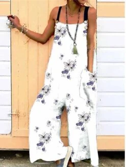 Jumpsuits For Women Summer Overall Pocket Print Floral Square Neck Streetwear Daily Vacation Regular Fit Sleeveless Black White Blue S M L 10 Jumpsuits For Women Summer Overall Pocket Print Floral Square Neck Streetwear Daily Vacation Regular Fit Sleeveless Black White Blue S M L -Cheap Plus Fit Dress Store evupyz1678849826394