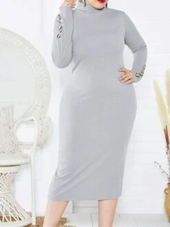 Women's Plus Size Curve Casual Dress Sweater Dress Bodycon Plain Midi Dress Long Sleeve Button Turtleneck Fashion Outdoor Wine Dark Blue Fall Winter XL XXL 3XL 4XL 5XL 23 Women's Plus Size Curve Casual Dress Sweater Dress Bodycon Plain Midi Dress Long Sleeve Button Turtleneck Fashion Outdoor Wine Dark Blue Fall Winter XL XXL 3XL 4XL 5XL -Cheap Plus Fit Dress Store ewursf1694489891730