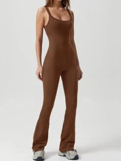 Women's Jumpsuit High Waist Solid Color Round Neck Streetwear Daily Vacation Slim Sleeveless Black Navy Blue Light Brown S M L Fall -Cheap Plus Fit Dress Store exupgx1695792350619