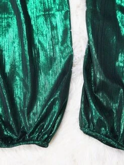 Women's Jumpsuit High Christmas Waist Solid Color V Neck Streetwear Party Xmas Street Regular Fit Long Sleeve Gold Green S M L Fall -Cheap Plus Fit Dress Store fccbzq1695281842994