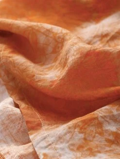 Women's Casual Dress Linen Dress Midi Dress Linen Fashion Romantic Outdoor Daily Holiday Crew Neck Pocket Print 3/4 Length Sleeve Fall Winter Autumn 2023 Loose Fit Blue Orange Painting Flower M L XL -Cheap Plus Fit Dress Store fdfpnu1694418655121